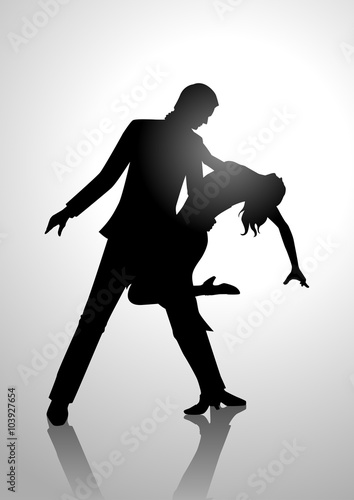 Silhouette illustration of a couple dancing