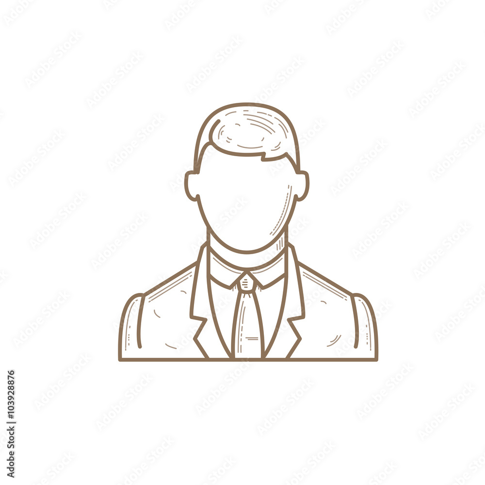 Flat Line user Icon Vector Illustration. Creative illustration of the businessman with tie
