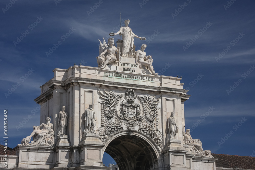 Arco da Rua Augusta, stone triumph-like arch in Lisbon, Portugal