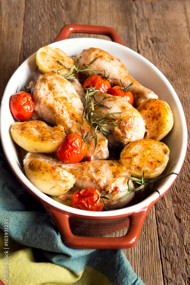 Oven baked chicken legs with vegetables Oven baked chicken legs with vegetables