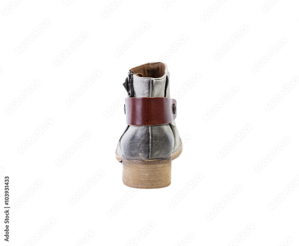 White spring boots for women shoes on a white background, online shop
