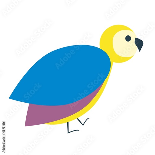 Cute colorful bird icon, flat illustration