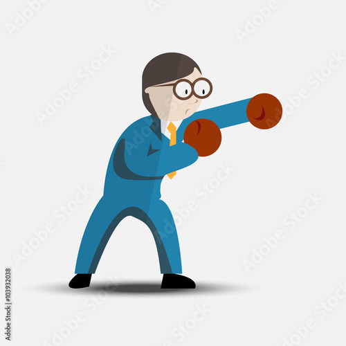 Business man boxer concept vector illustration