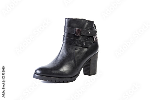 Spring leather boots on a white background, women's Italian leather shoes