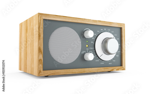 Retro radio isolated on white background