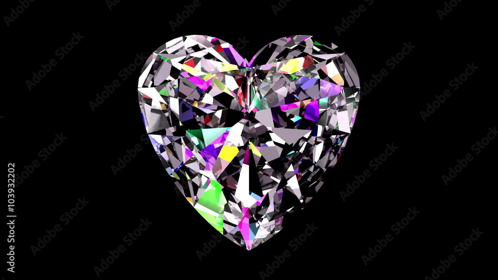 Iridescent Diamond Heart. Looped. Alpha Matte. 3D Scene. Iridescent Diamond Heart. Looped. Alpha Matte. 3D Scene.