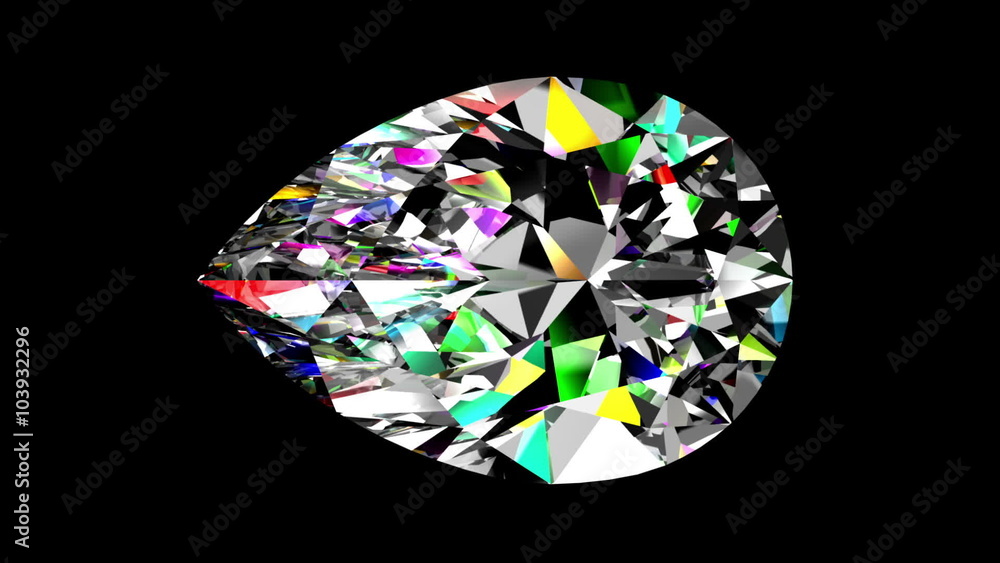 Iridescent Diamond Pear. Looped. Alpha Matte. 3D Scene. Iridescent Diamond Pear. Looped. Alpha Matte. 3D Scene.