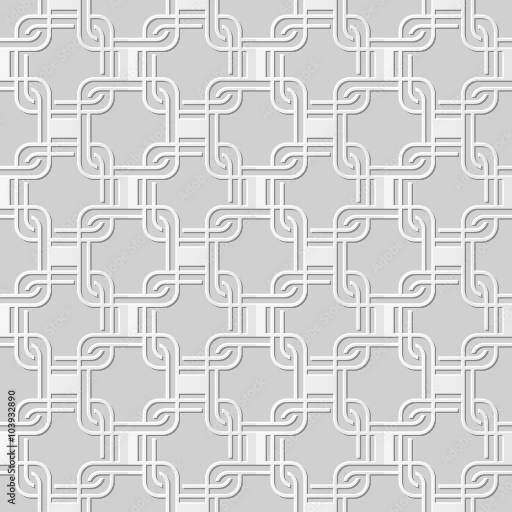 Vector damask seamless 3D paper art pattern background 278 Round Corner Cross Square
