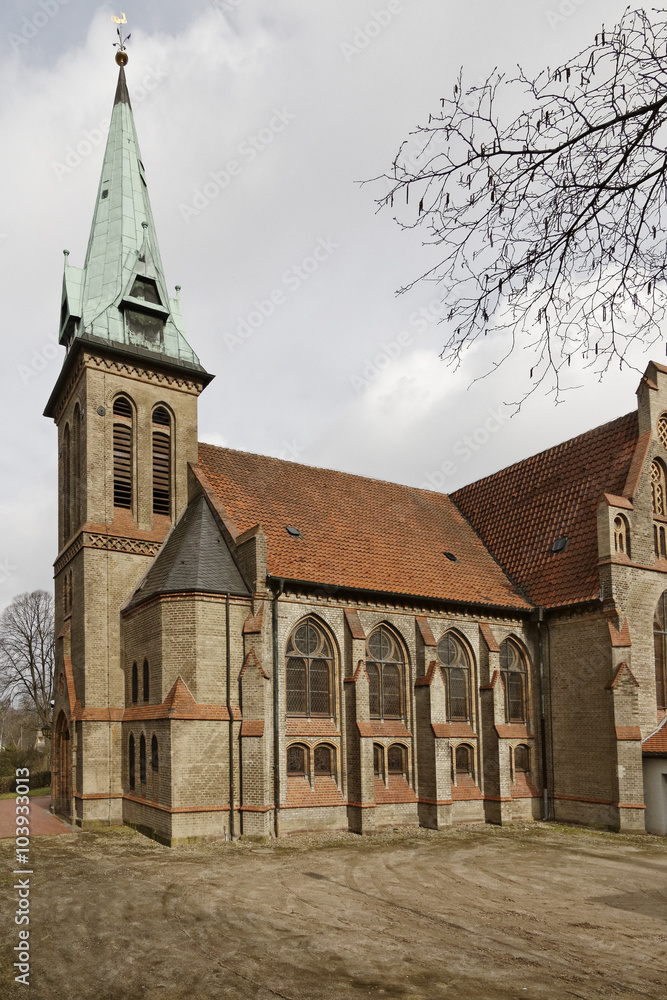 Fototapeta premium Luther church in Georgsmarienhuette, Evangelical Lutheran Church from 1877, neo-gothic style church in Lower Saxony, Germany