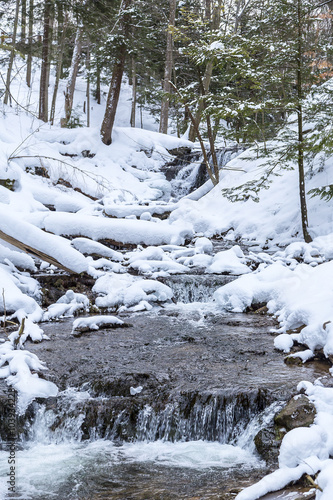 Weaver's Creek Falls Winter View in Owen Sound, Ontario, Canada