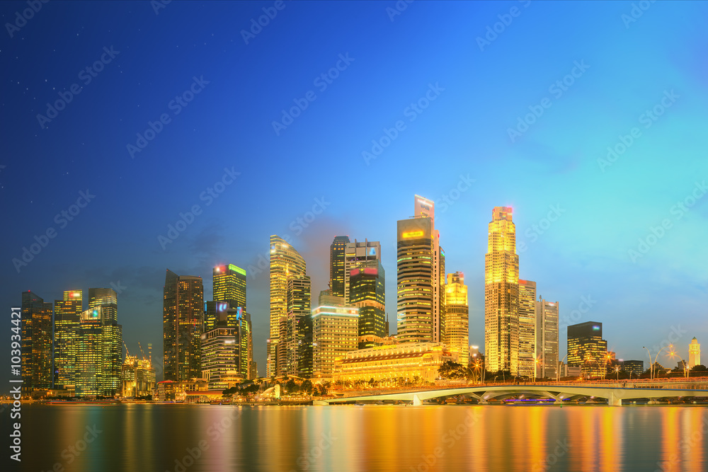 Singapore Skyline and view of Marina Bay