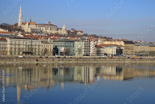 BUDAPEST, HUNGARY - FEBRUARY 22, 2012: Views of the Buda side of Budapest sunny day