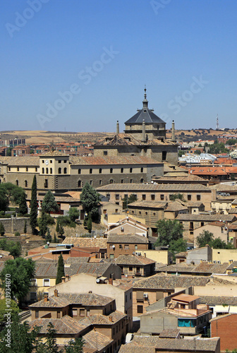 TOLEDO, SPAIN - AUGUST 24, 2012: Aerial view of Toledo. Hospital de Tavera - Musum  Duque de Lerma