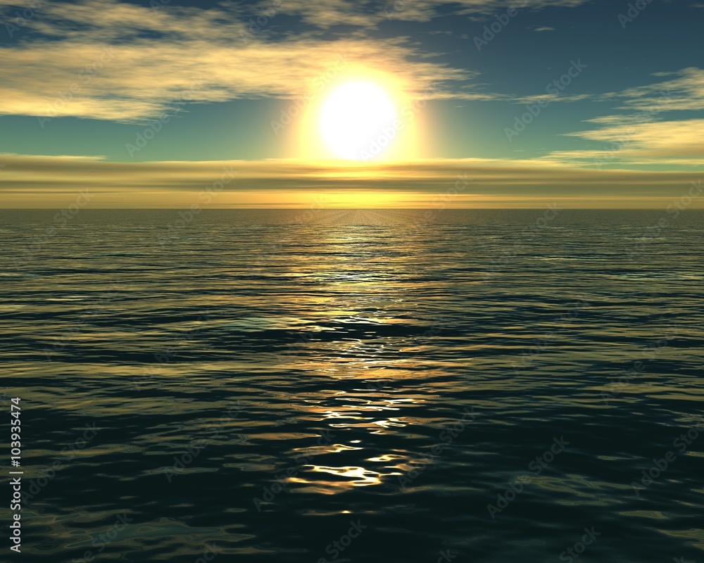 light over the ocean, sunset over the sea, ocean sunrise