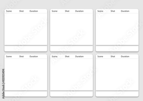 6 frame Animation Storyboard template