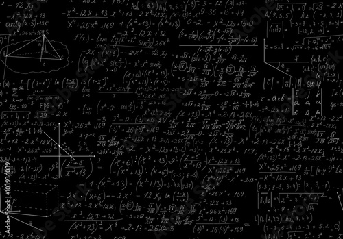 Mathematics vector seamless black and white pattern, scalable. You can use any color of background