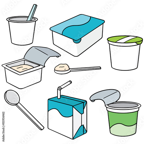 vector set of yogurt and milk