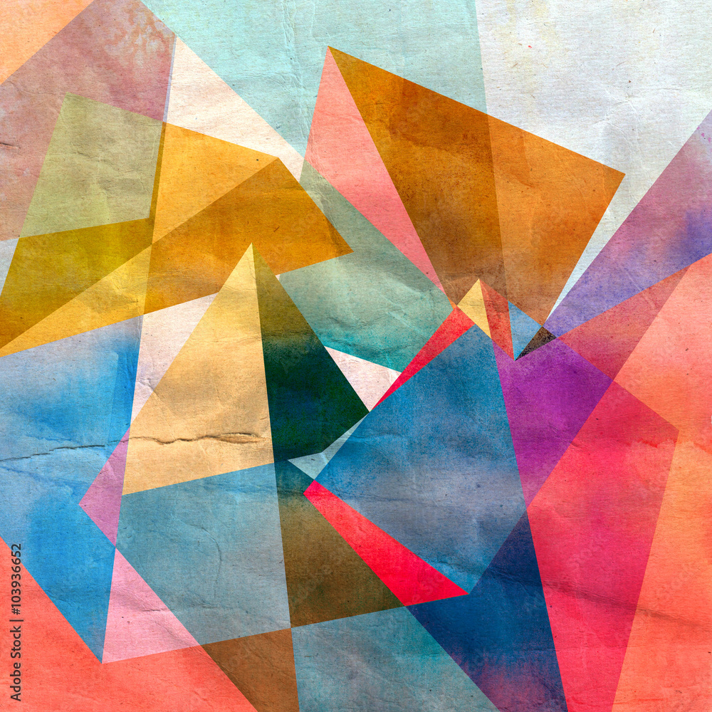 abstract watercolor geometric background - obrazy, fototapety, plakaty 