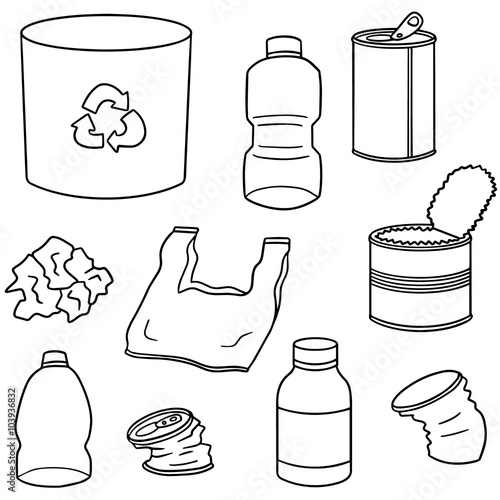 vector set of recycle garbage
