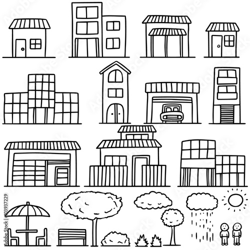 vector set of building