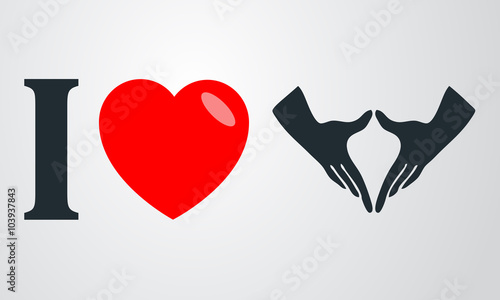 Icono plano i love feminismo en fondo degradado