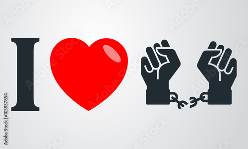 Icono plano i love libertad en fondo degradado