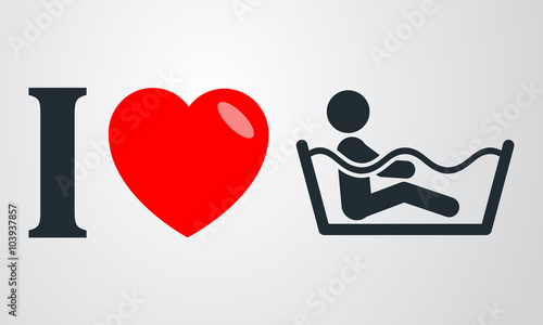 Icono plano i love spa en fondo degradado