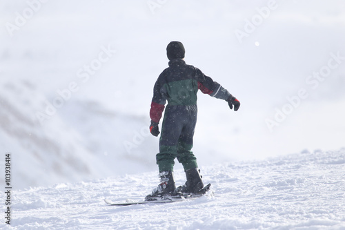 Skier in high mountains