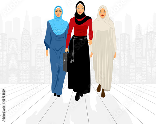 Three businesswomen in city
