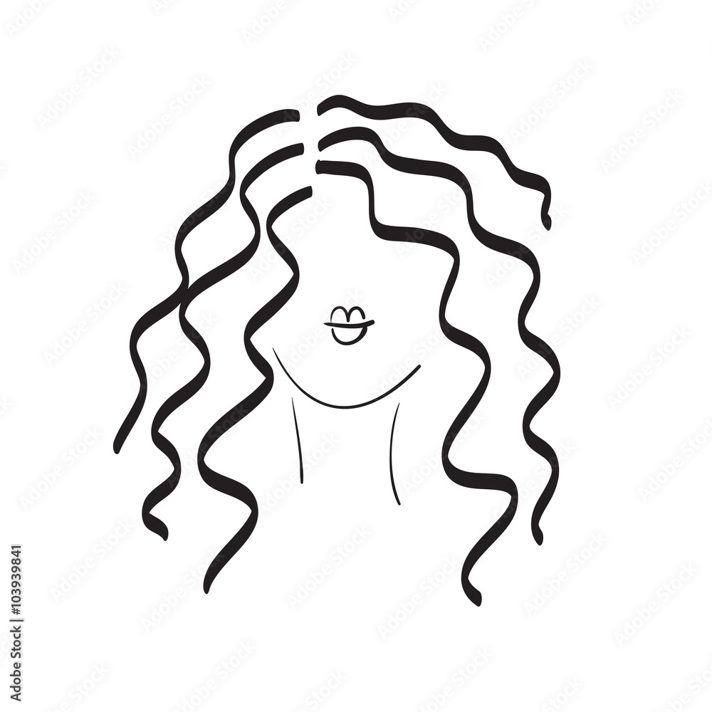 Hand drawn model woman vector icon illustration .