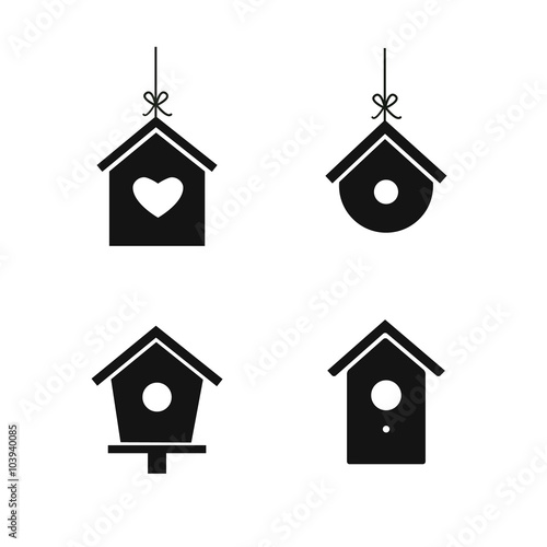 Bird house icon set isolated on white background