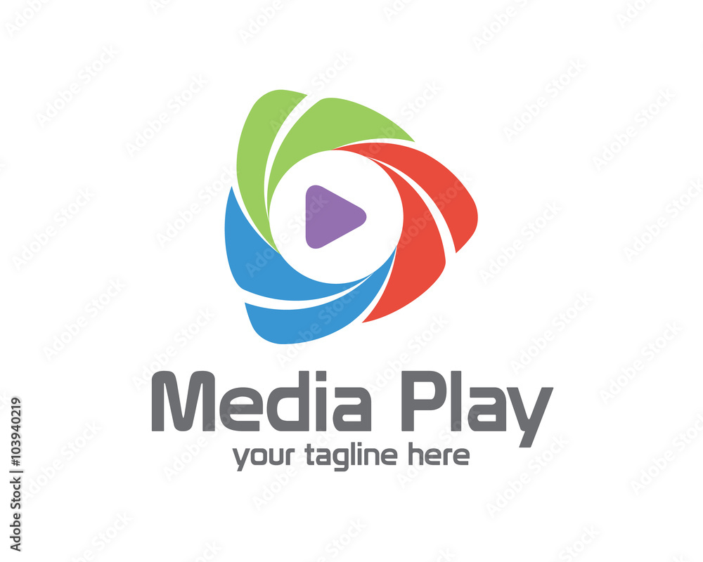 3D media play logo design. Colorful 3D media play logo vector te