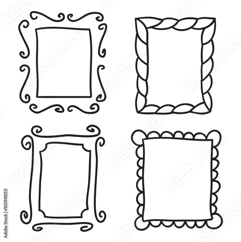 Hand drawn frame set vector icons illustration .