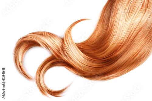 Murais de parede Lock of red hair closeup isolated over white background