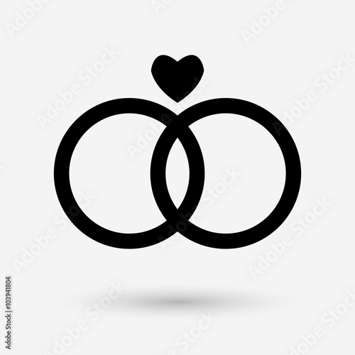 Marriage rings couple with a heart icon
