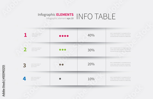 infographics table background / modern infographics template, options, steps, rows, column, graph