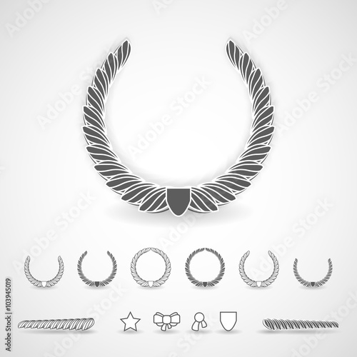 Design element wreath. Laurel wreath Icon Vector. Laurel wreath Icon JPG. Laurel wreath Icon Art. Laurel wreath Icon Image. Laurel wreath Icon AI. Laurel wreath Icon Drawing.Icon set. Vector  brush.