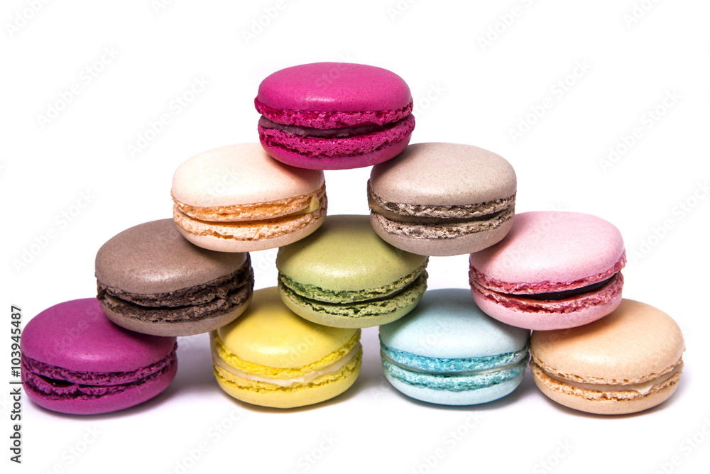 Fototapeta premium French Macaroons isolated on white