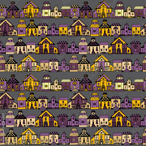 Cartoon village streets in vector.