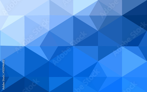 Blue polygonal design pattern, which consist of triangles and gradient in origami style.