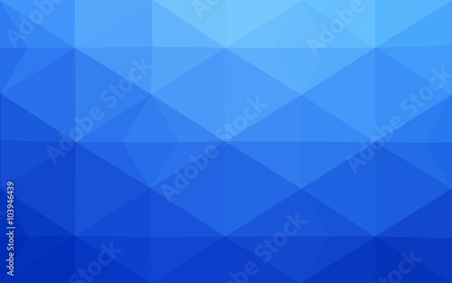 Blue polygonal design pattern, which consist of triangles and gradient in origami style.