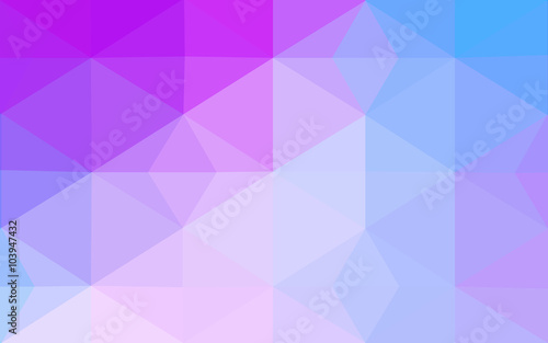 Multicolor pink, blue polygonal design pattern, which consist of triangles and gradient in origami style.