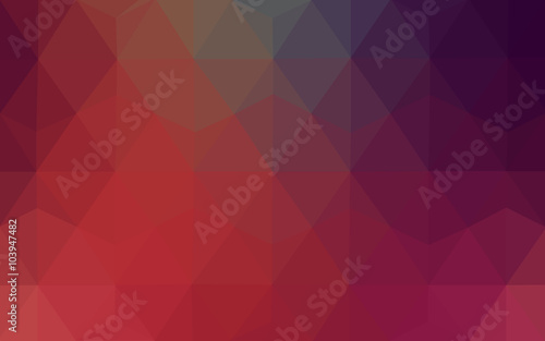 Multicolor pink, red, orange polygonal design pattern, which consist of triangles and gradient in origami style.