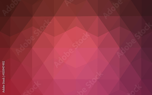 Multicolor pink, red, orange polygonal design pattern, which consist of triangles and gradient in origami style.