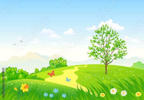 Green spring landscape