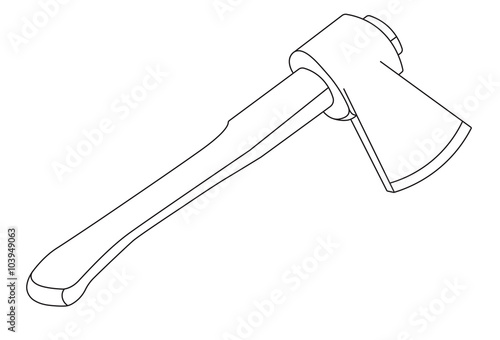 Vector  illustration of Ax with a wooden handle
