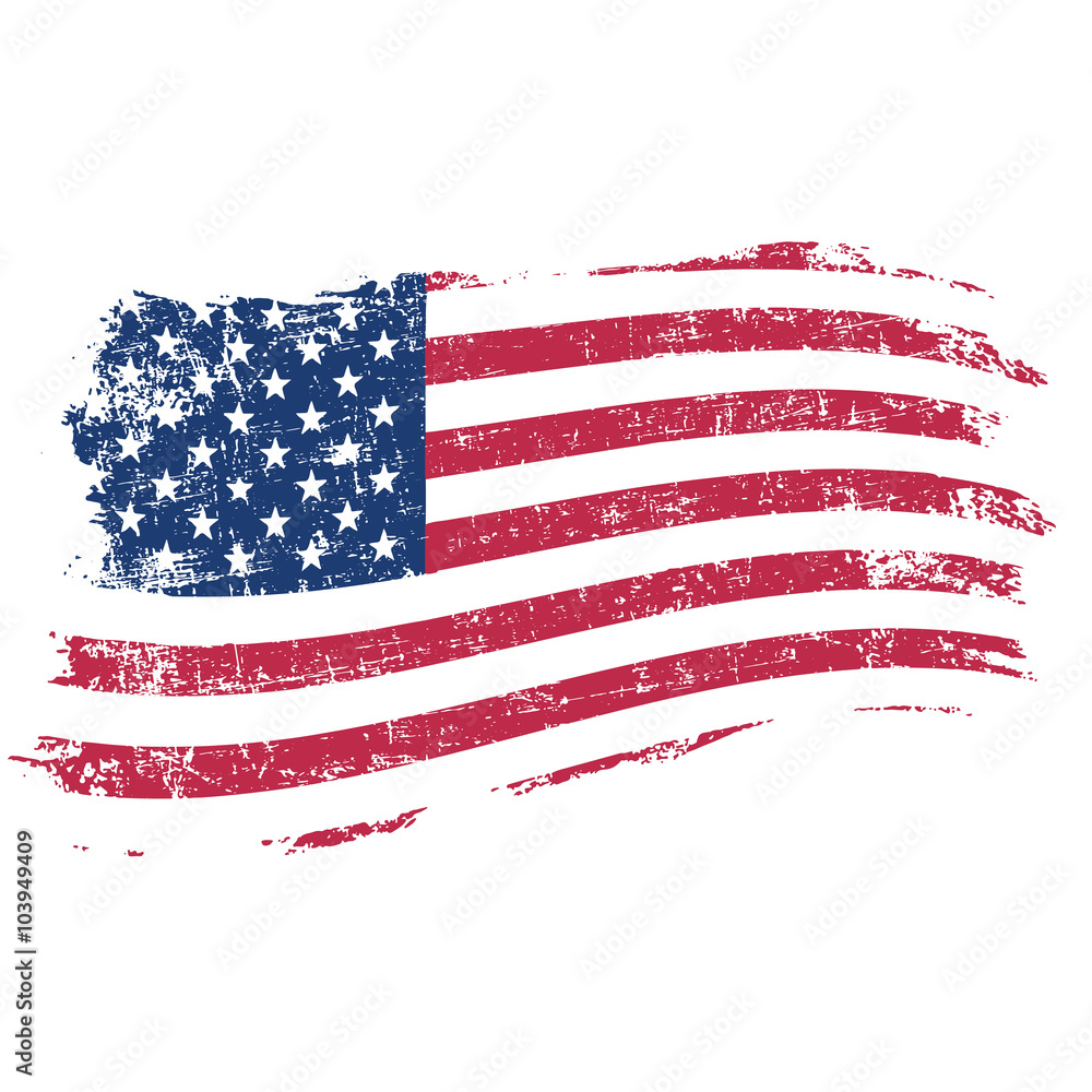 Fototapeta premium USA flag in grunge style on a white background