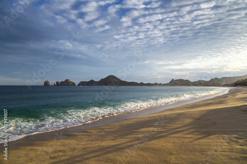 View of Waves at Sandy Beach of Cabo San Lucas in Mexico