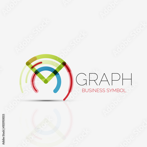 Abstract logo idea, linear chart or graph  business icon. Creative vector logotype design template