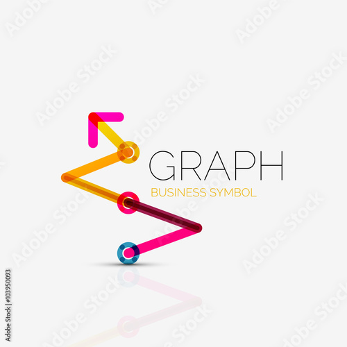 Abstract logo idea, linear chart or graph business icon. Creative vector logotype design template